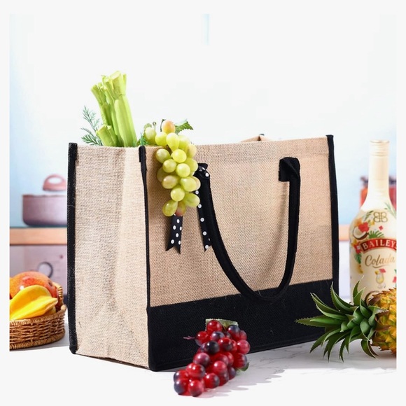 Burlap Tote Bag to Monogram with Name or Initials - Picture 4 of 5